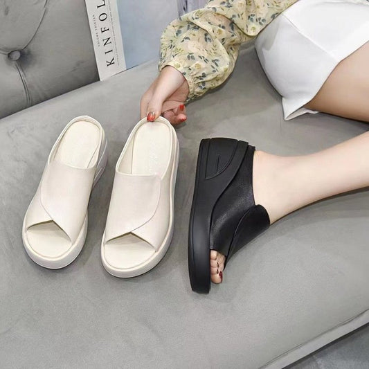 Sandalias de tacón alto de cuero genuino