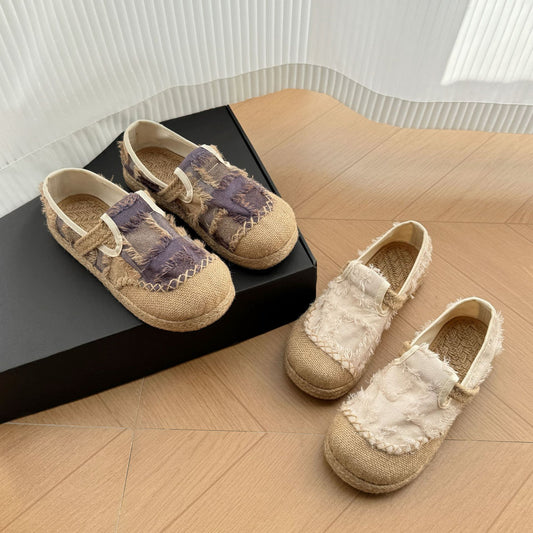 Zapatos planos bordados estilo étnico, suela blanda