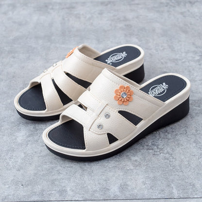 Sandalias de cuña antideslizante de suela gruesa para mujer, calzado de casa y playa