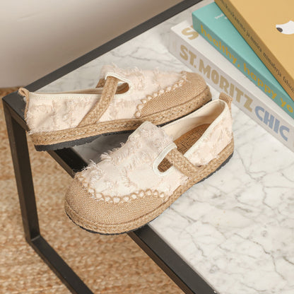 Zapatos planos bordados estilo étnico, suela blanda
