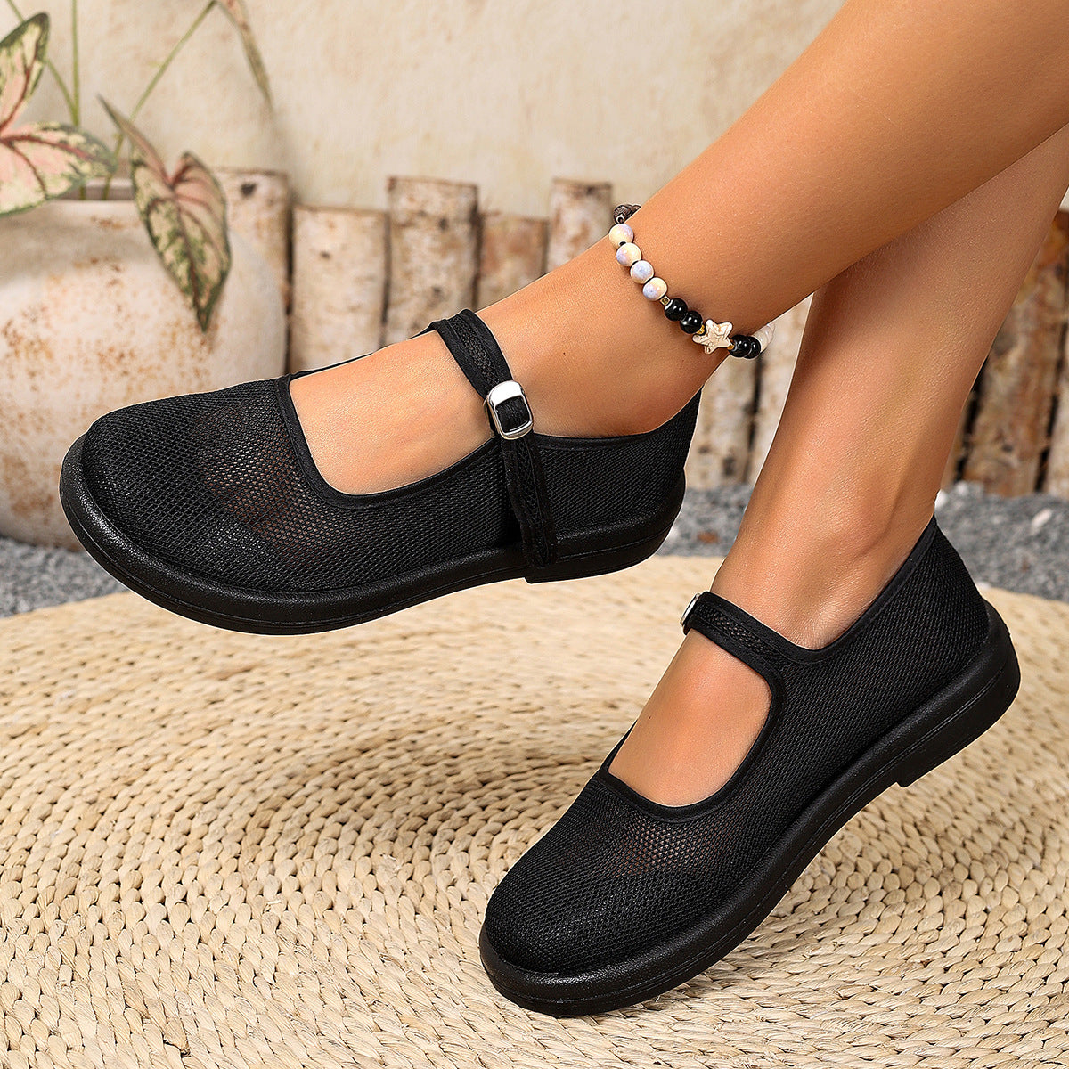 Zapatos planos antideslizantes con diseño transpirable, elegantes y versátiles.