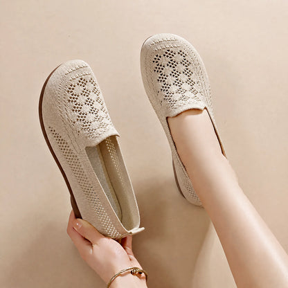Zapatos de malla calada de suela blanda para mujer, nuevos 2026, loafers ligeros y transpirables