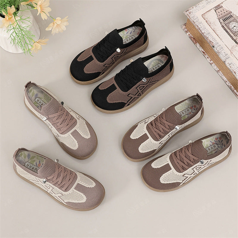 Zapatos casuales de malla tejida transpirable y cómodos, slip-on