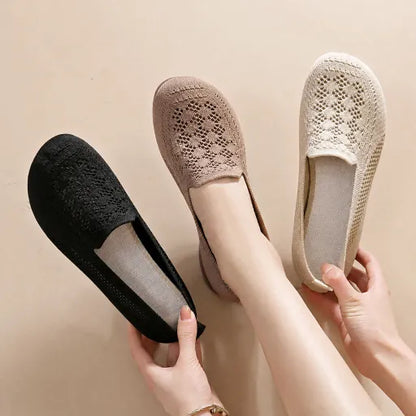 Zapatos de malla calada de suela blanda para mujer, nuevos 2026, loafers ligeros y transpirables