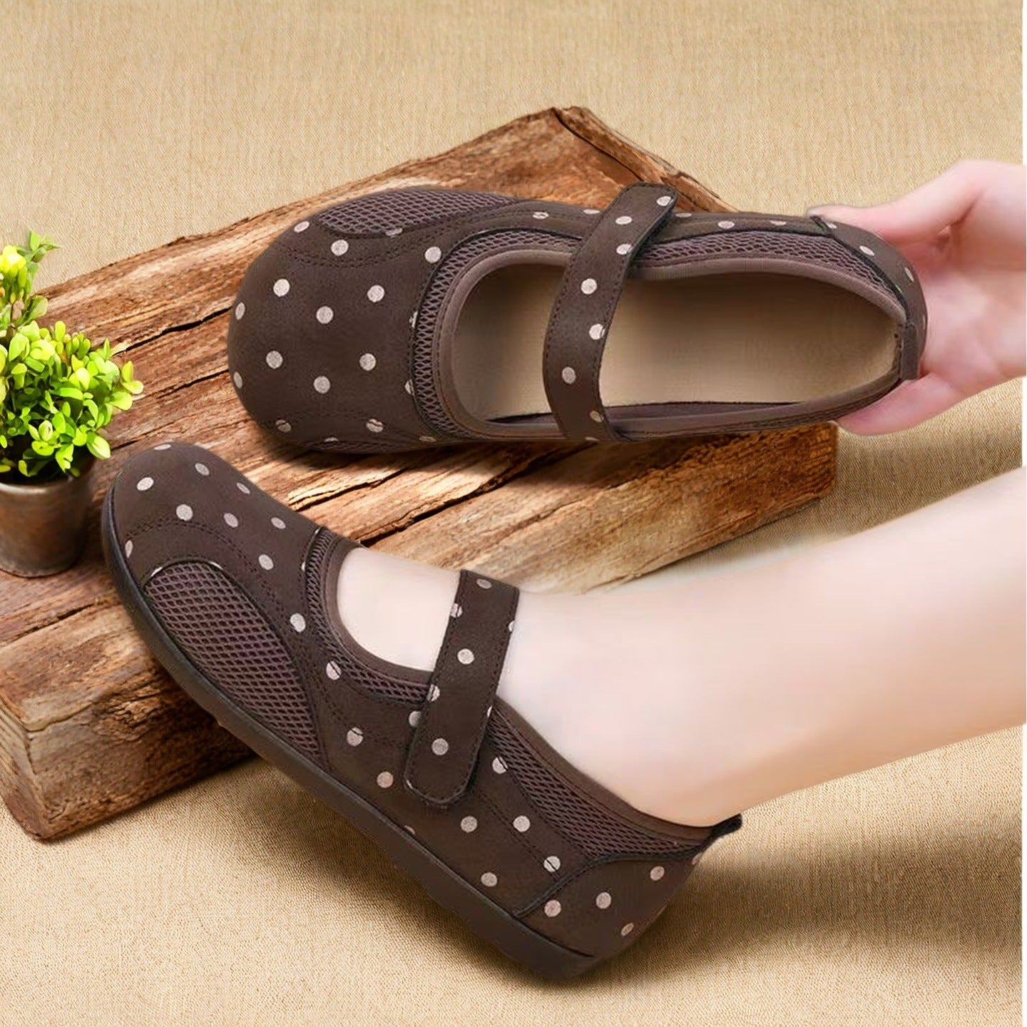 Zapatos Mary Jane para mujer, suela blanda transpirable de malla plana, calzado de tela de moda y versátil