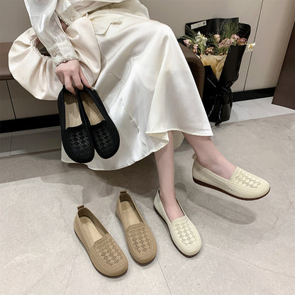 cómodas de malla, zapatos de suela blanda transpirable con diseño calado