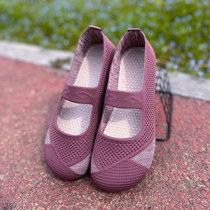 Zapatos de verano cómodos y transpirables de suela blanda para mujer, slip-on de suela plana