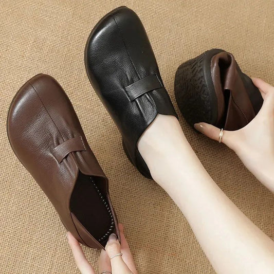 Zapatos de cuero genuino de suela blanda, suaves y cómodos