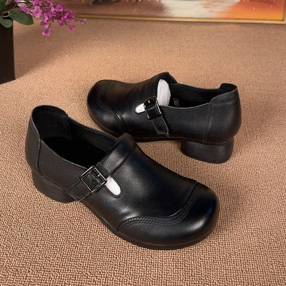 100% piel auténtica, zapatos planos vintage de cuero suave, resistentes al desgaste y antideslizantes