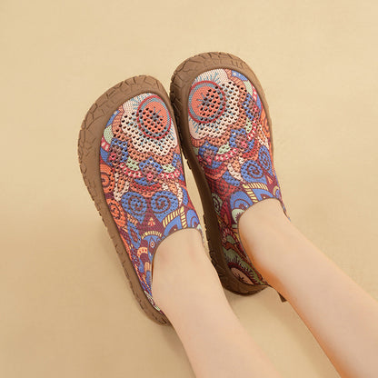 Zapatos de Plataforma con Estilo Étnico para Mujer, Zapatillas con Estampado de Moda, Suela Blanda y Transpirable